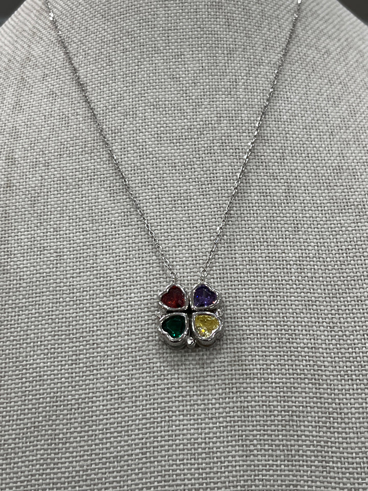 Flower Heart Necklace – Multicolour Blooming Pendant in Sterling Silver