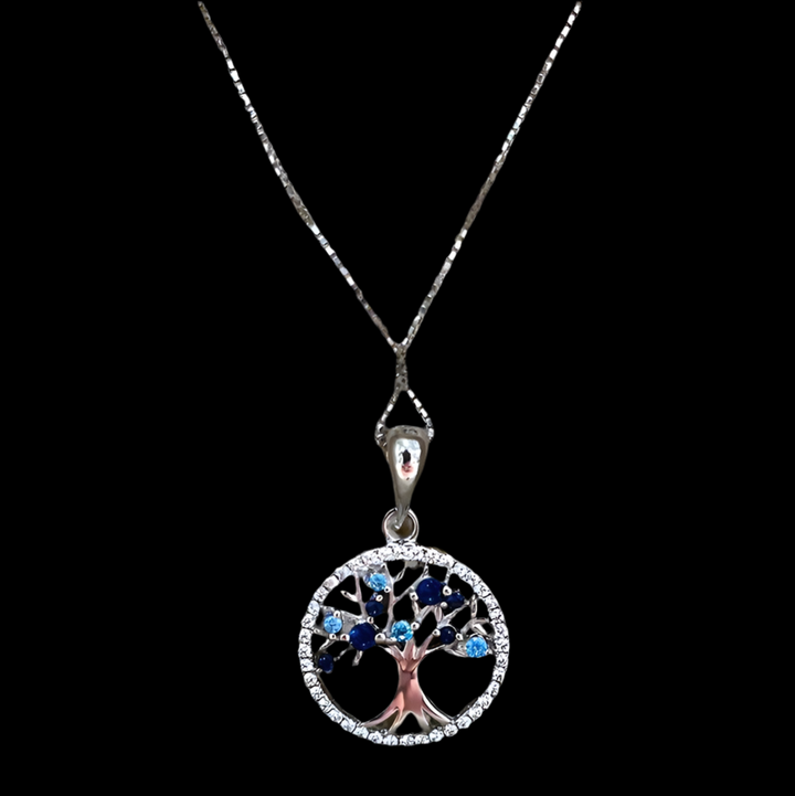 Azul Arboreal: Sterling Silver Tree of Life Necklace