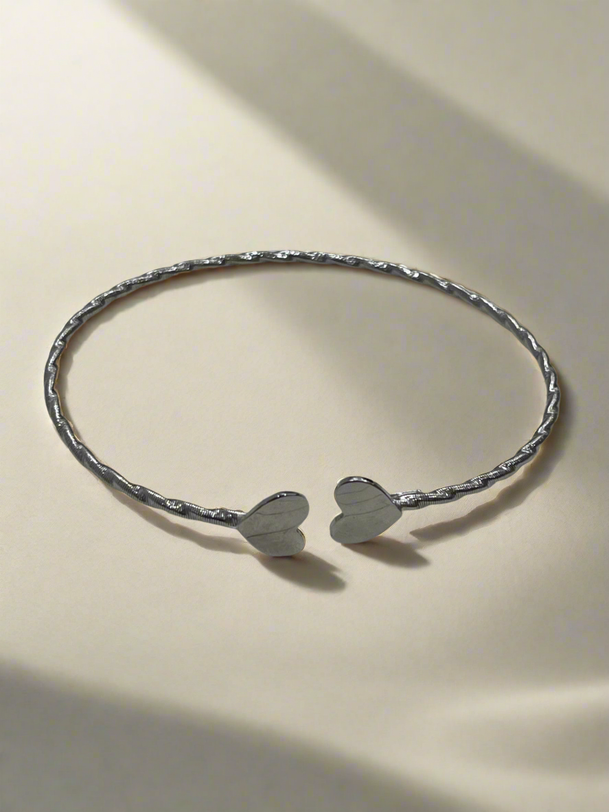 Sterling Silver Double Heart Bangle