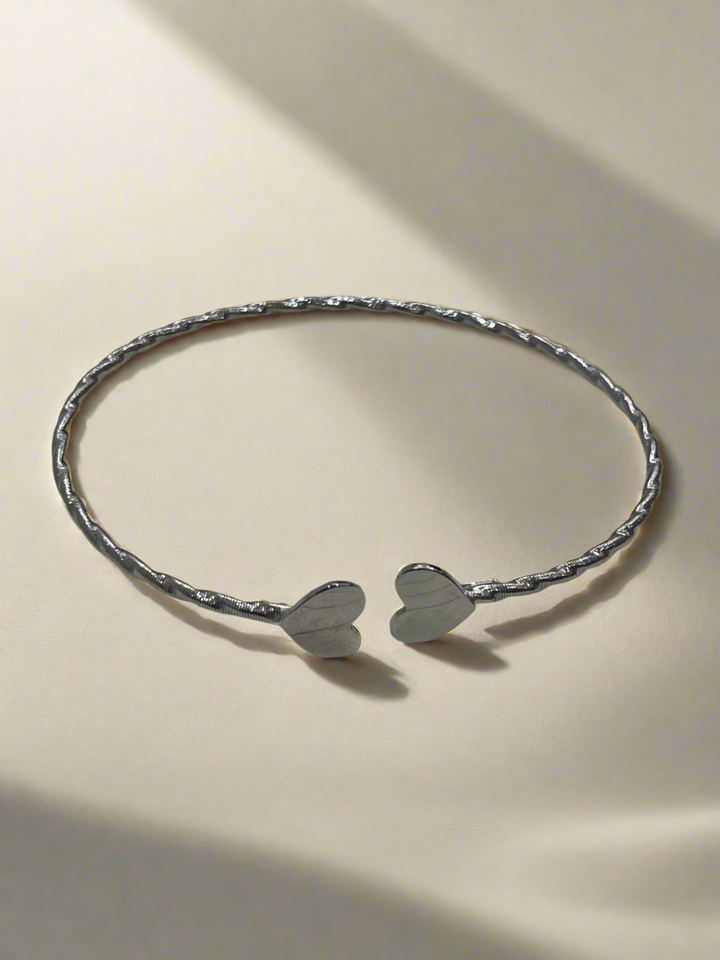 Sterling Silver Double Heart Bangle