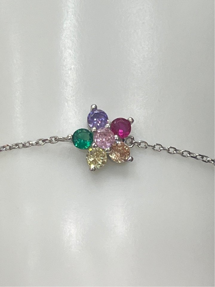 Sterling Silver Multicolor Flower Bracelet – Elegant & Vibrant Jewellery