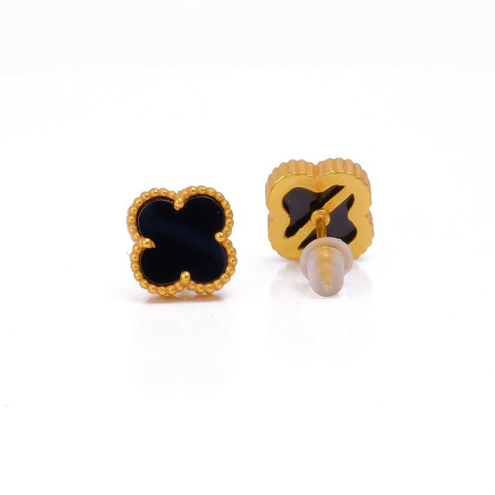 Elegant Gold-Plated Small Clover Stud Earrings in Stunning Colours