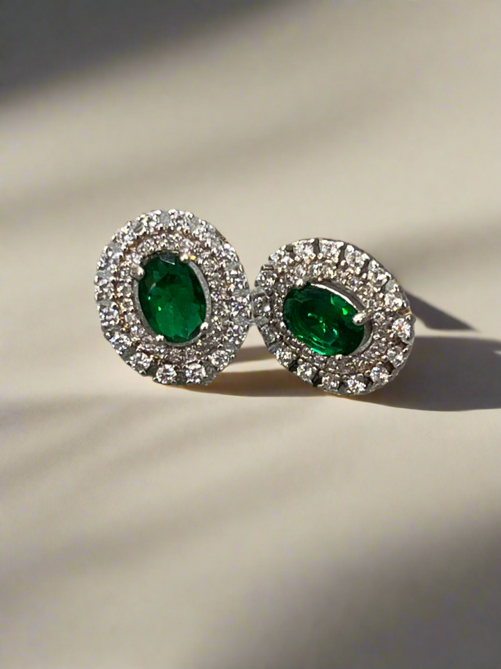 Radiant Emerald Soliraire Stud Earrings