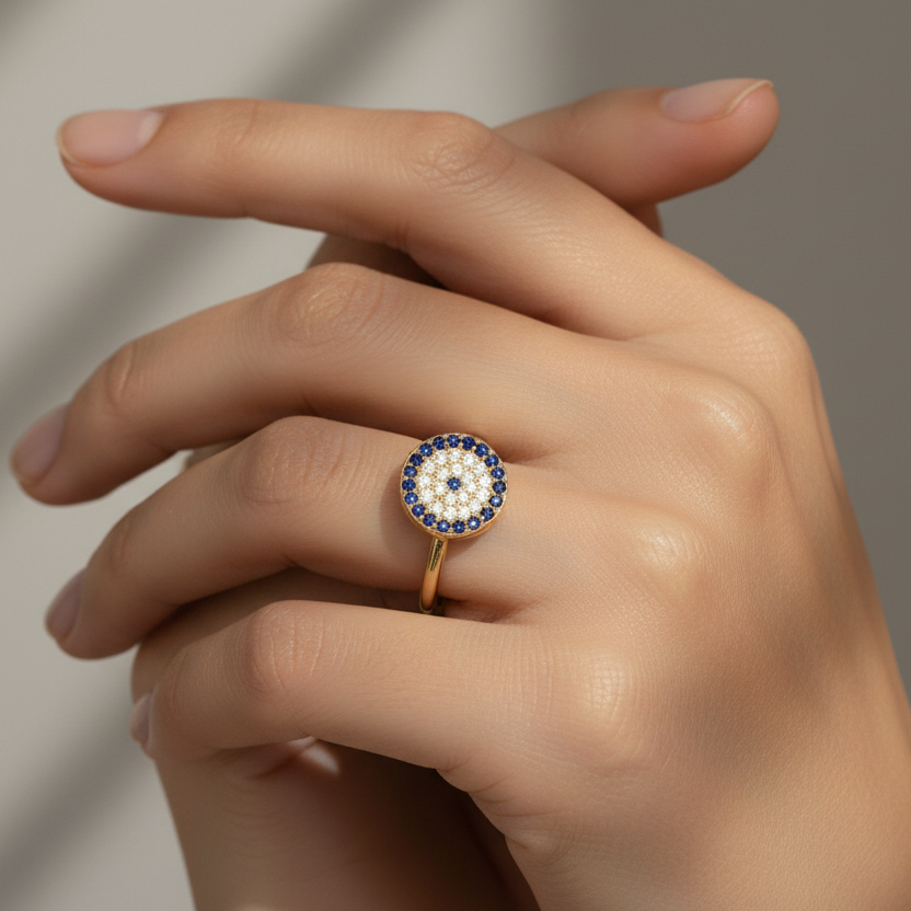 Gold Plated Evil Eye Ring