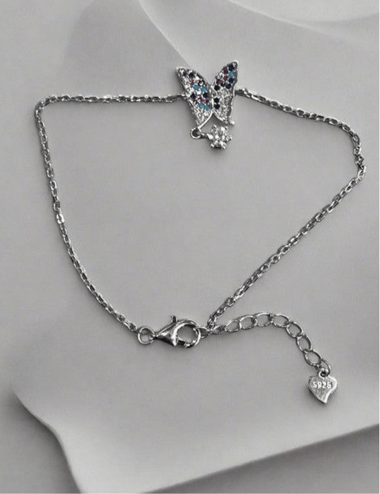 Colorful Sterling Silver Butterfly with Zirconia Diamonds - Saras Beads & Jewellery