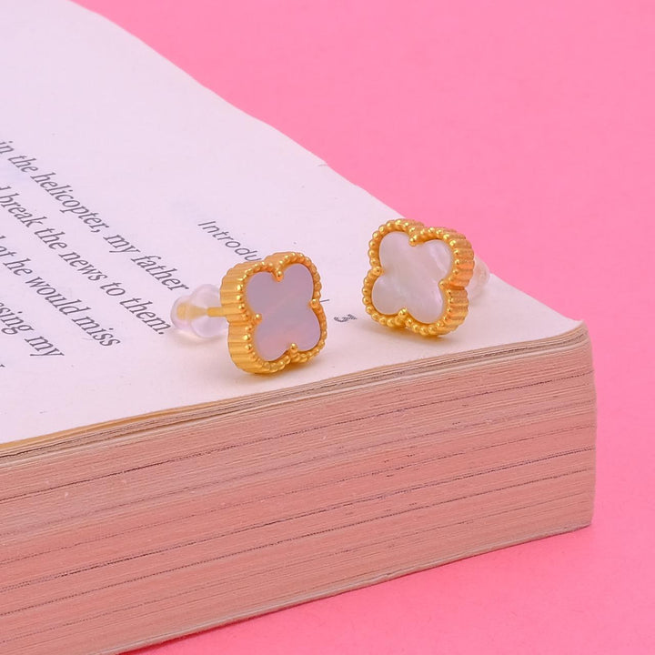 Elegant Gold-Plated Small Clover Stud Earrings in Stunning Colours