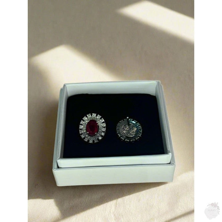 Ruby Shimmer Stud Earrings