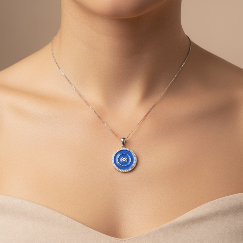 Sterling Silver Blue Eye Necklace