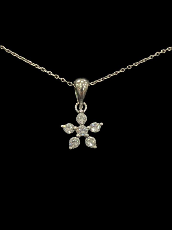 Tiny Zirconia Flower Sterling Silver Necklace: Timeless Elegance