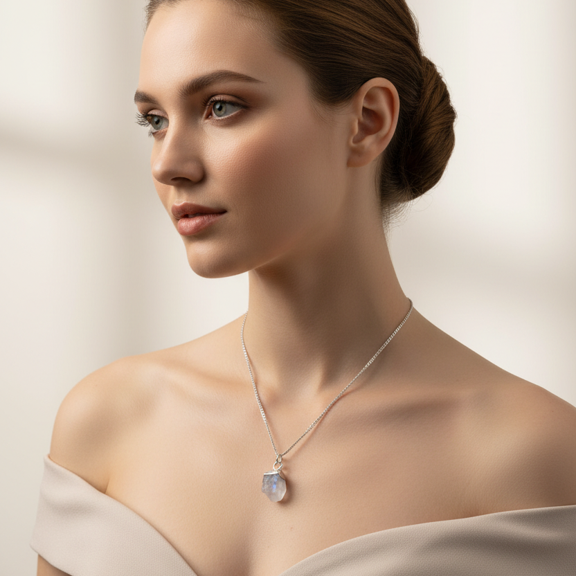 Sterling Silver Moonstone Pendant Necklace
