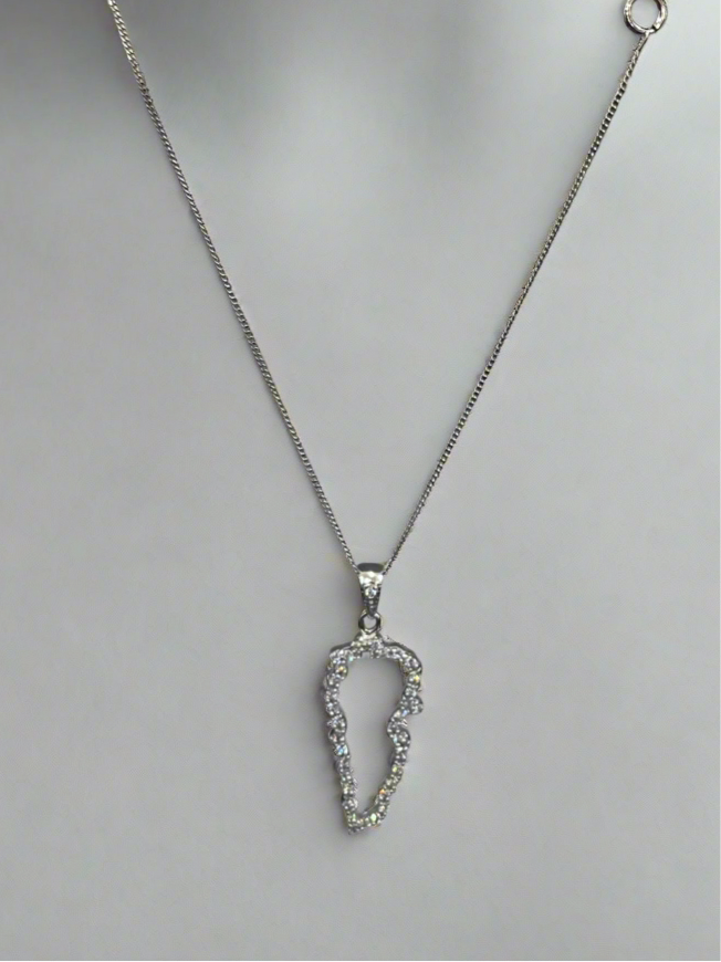 Pride and Unity: Rhodium-Plated Sterling Silver Lebanon Map Necklace