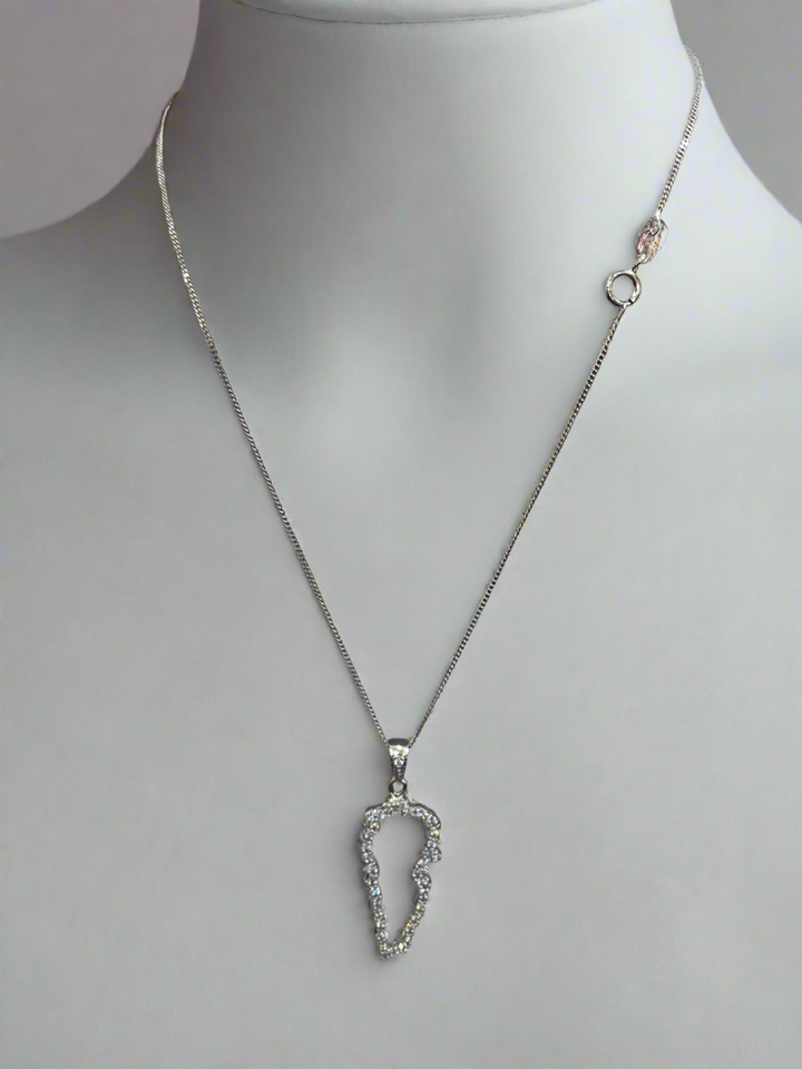 Pride and Unity: Rhodium-Plated Sterling Silver Lebanon Map Necklace