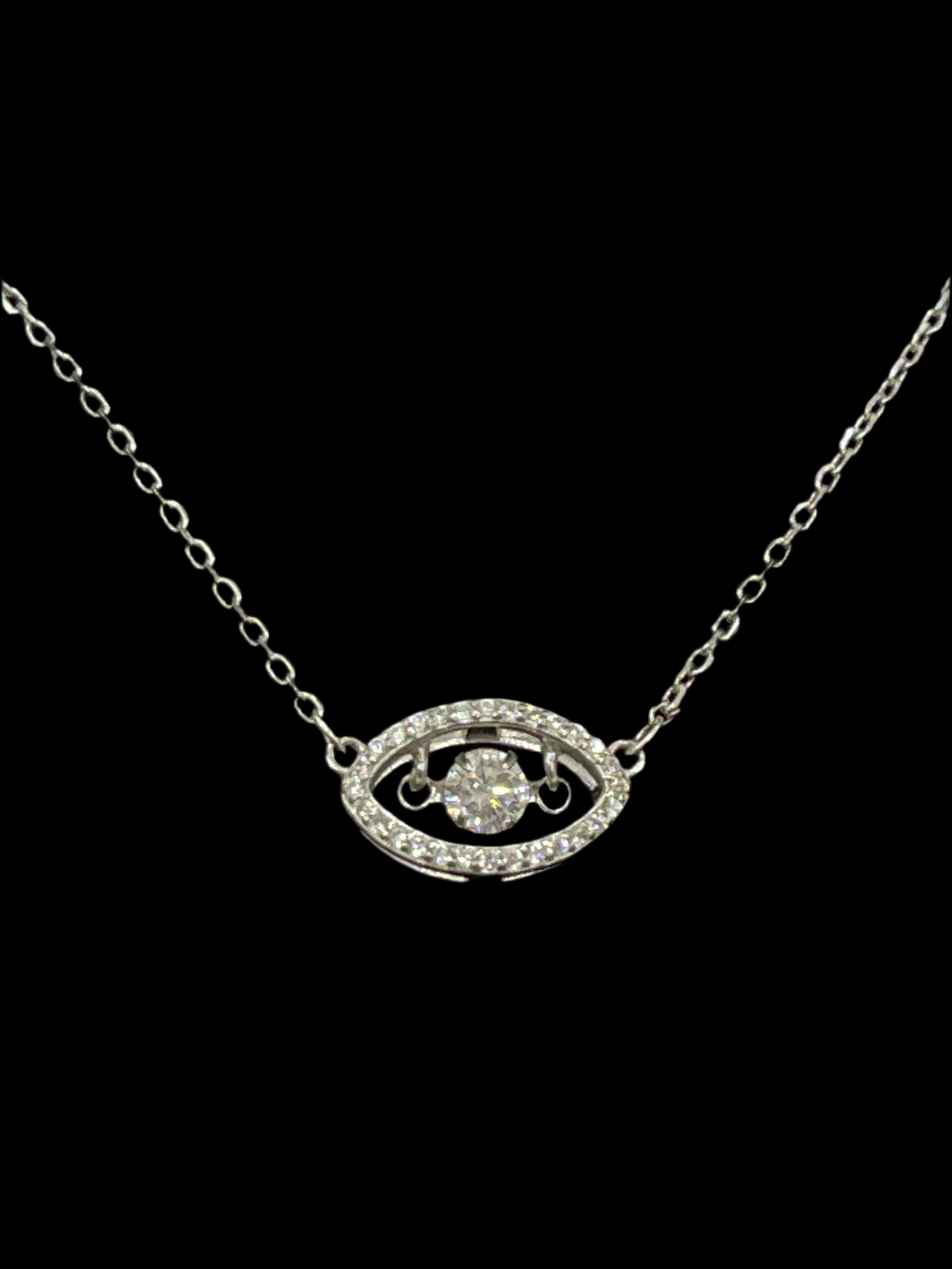 Glimmering Gaze: Sterling Silver Eye Necklace