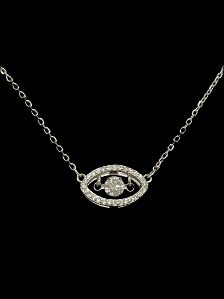 Glimmering Gaze: Sterling Silver Eye Necklace