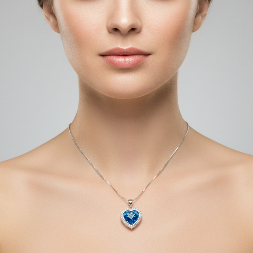Blue Heart Sterling Silver Necklace