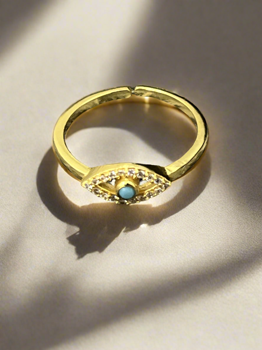 Gold Plated Evil Eye Ring - Stylish and Protective Accessory