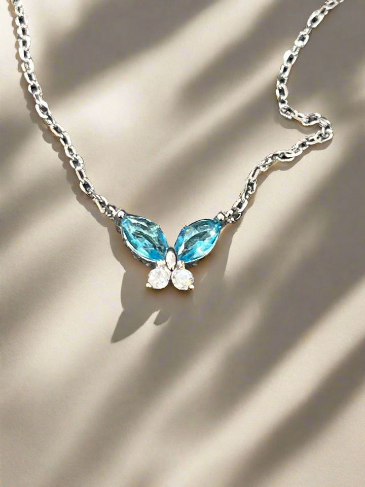 Delicate Blue Tiny Butterfly Necklace – A Touch of Grace and Elegance