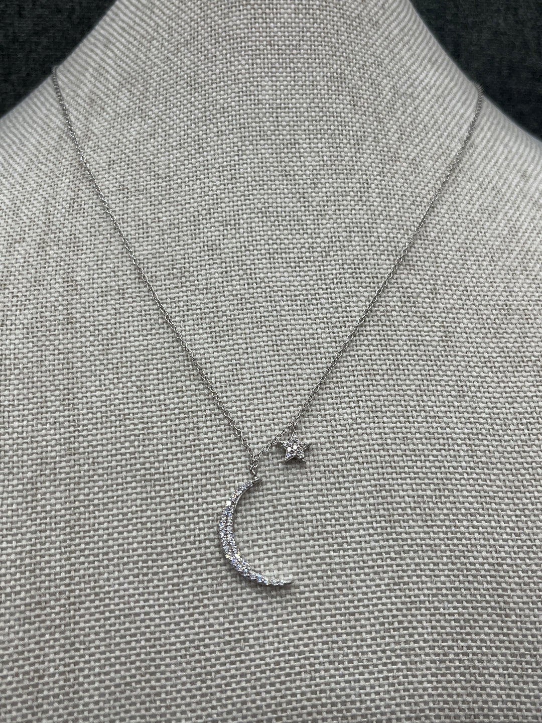 Celestial Crescent: Sterling Silver Moon and Star Necklace