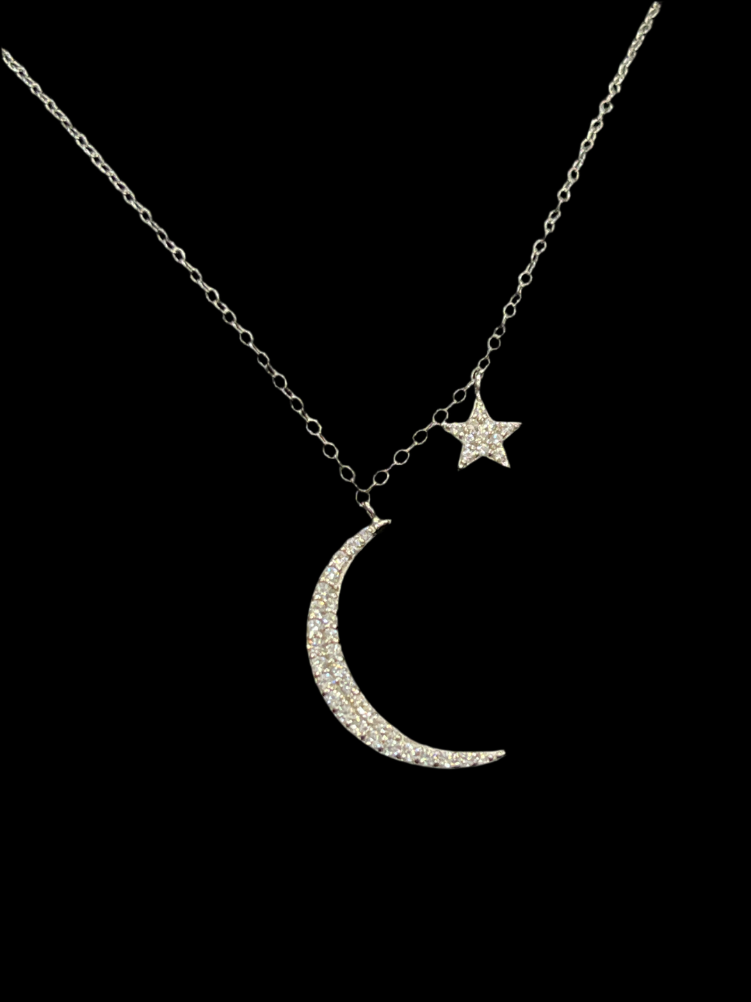 Celestial Crescent: Sterling Silver Moon and Star Necklace