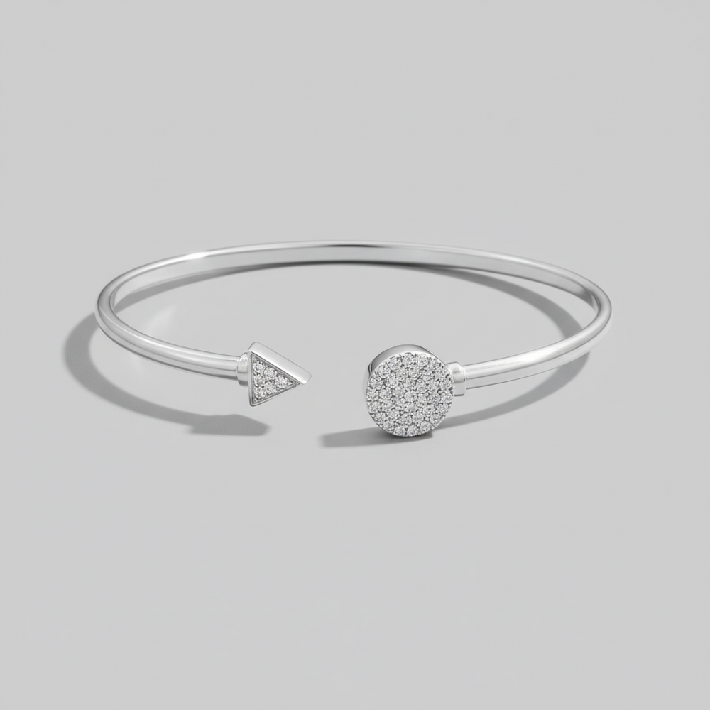 Sterling Silver Round Triangle CZ Bangle from Saras Beads - view 2