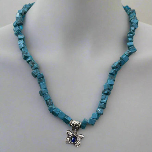 Handmade Turquoise Butterfly Evil Eye Necklace – Elegant & Protective - Saras Beads & Jewellery