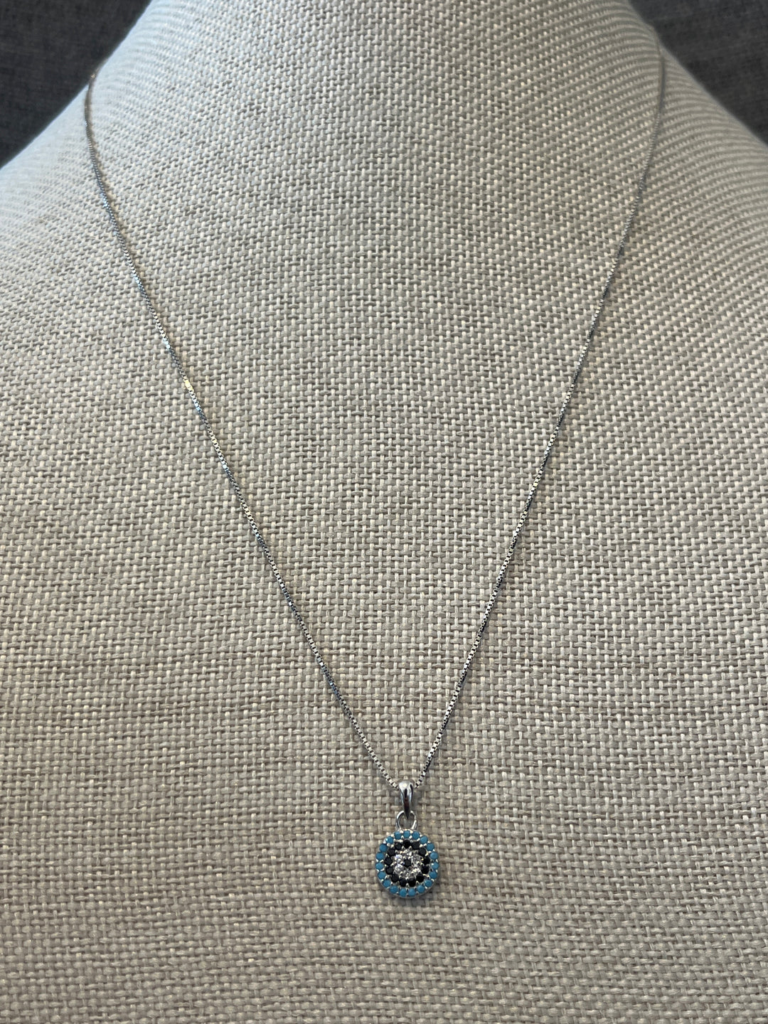 Adorable Turquoise Evil Eye Necklace in Sterling Silver – Protective in Style