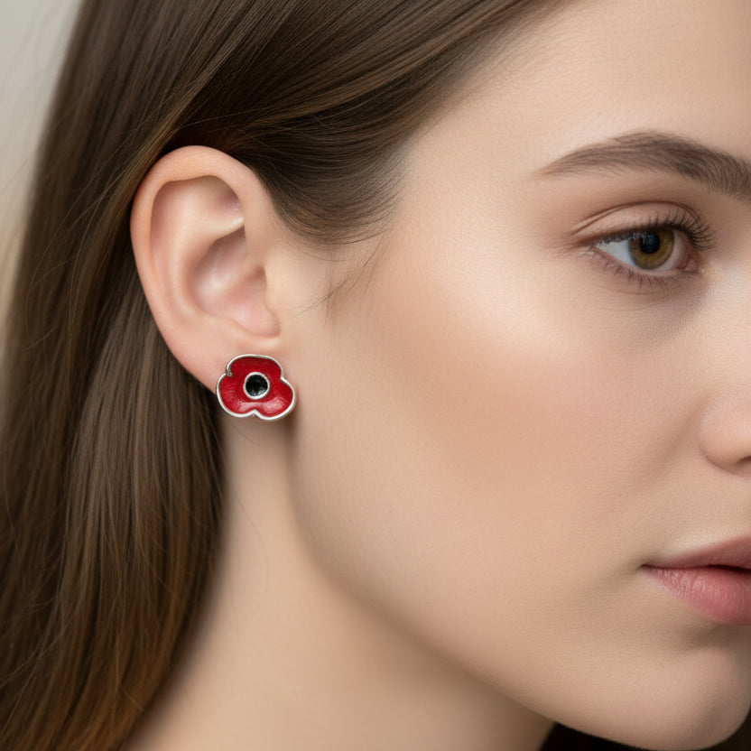 Sterling Silver & Gold Plated Poppy Stud Earrings - gold-plated