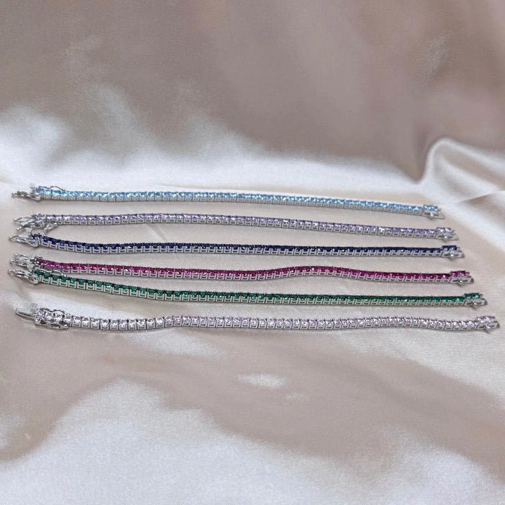 Cubic Zirconia Tennis Bracelet: 925 Sterling Silver - Saras Beads & Jewellery