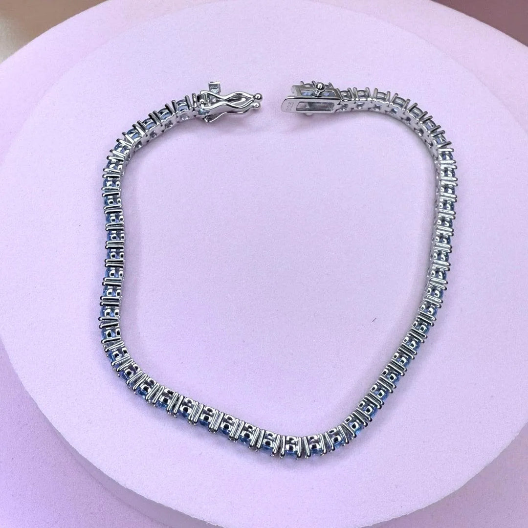 Cubic Zirconia Tennis Bracelet: 925 Sterling Silver - Saras Beads & Jewellery