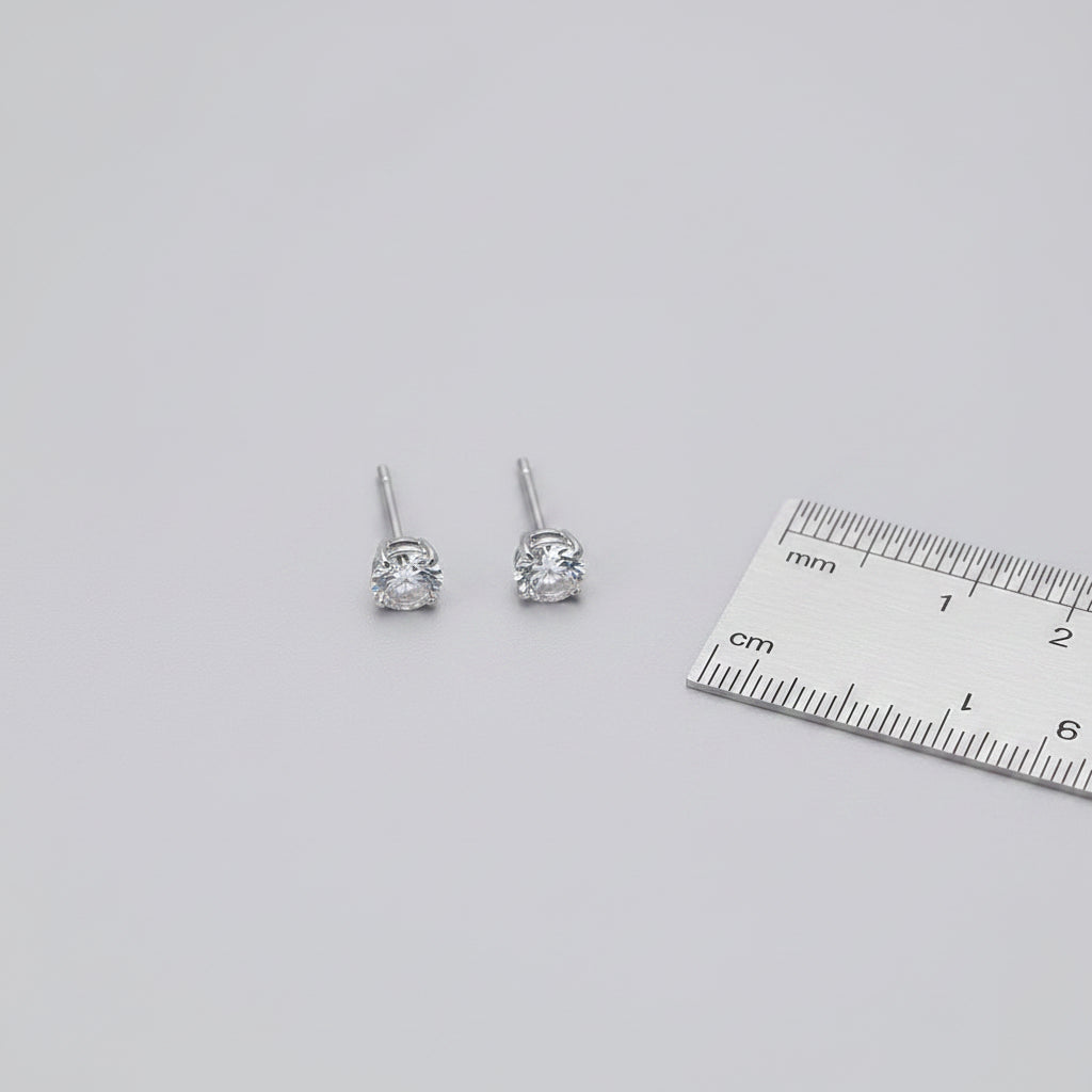 Silver Small CZ Stud Earrings - 3 Colours