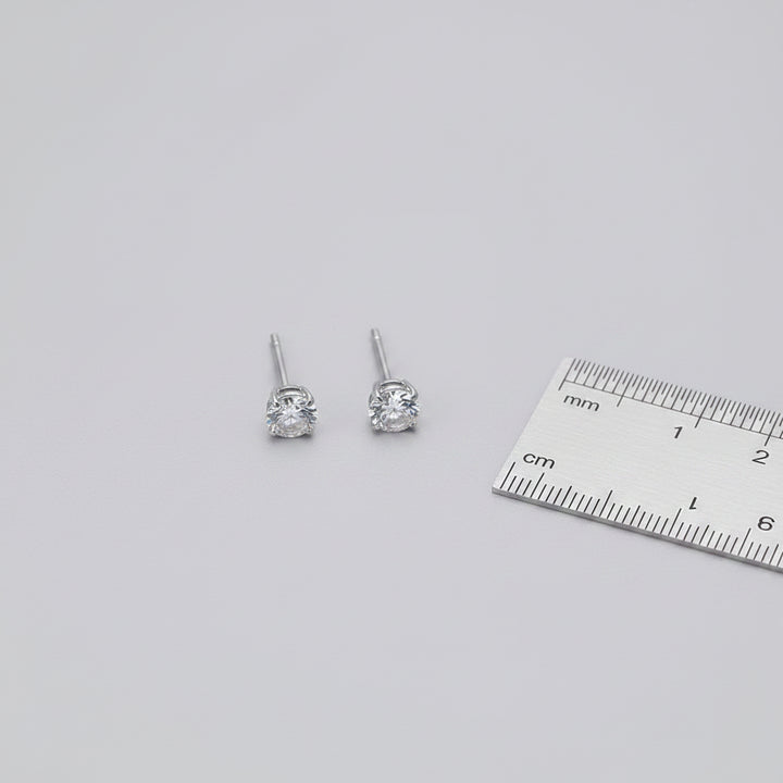 Silver Small CZ Stud Earrings - 3 Colours