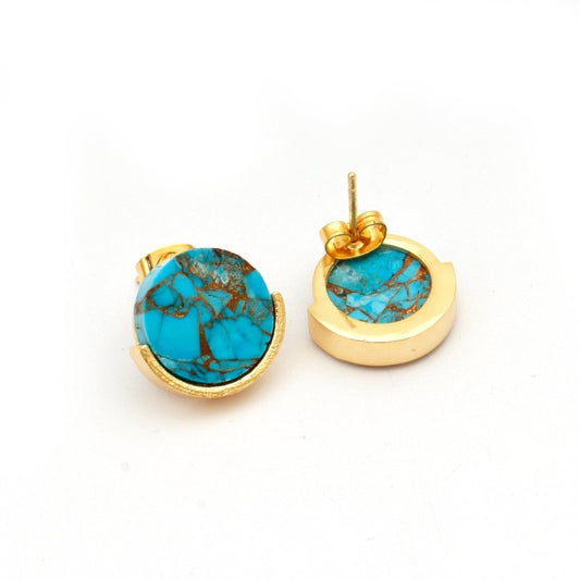 Blue Mohave Copper Turquoise Stud Earring