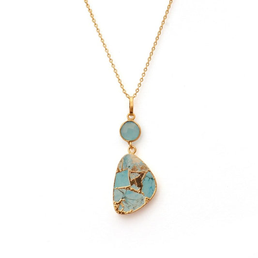 Blue Chalcedony & Mohave copper Turquoise necklace
