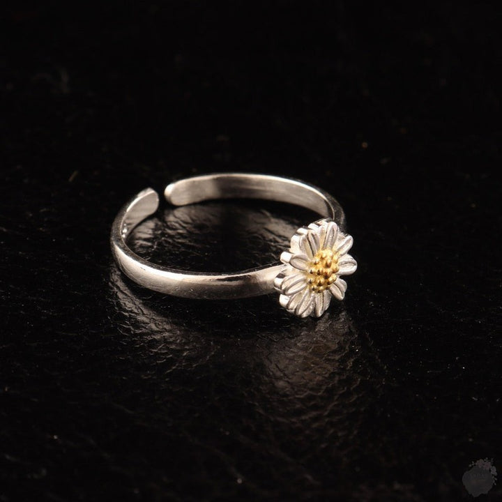 Adjustable Handmade Sterling Silver Daisy Ring