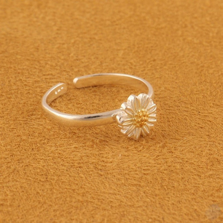 Adjustable Handmade Sterling Silver Daisy Ring