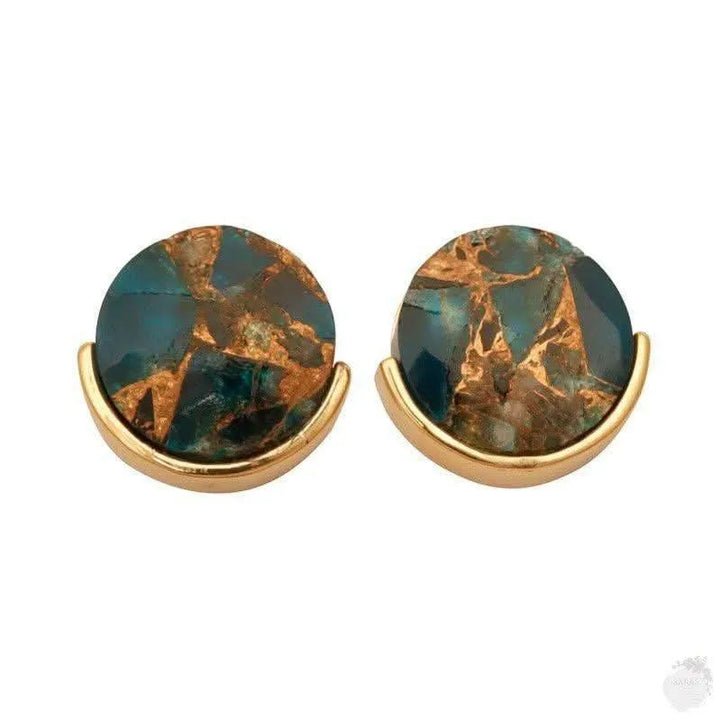 Gemstone Stud Earrings – Gold Plated Mohave Style Collection - Saras Beads & Jewellery