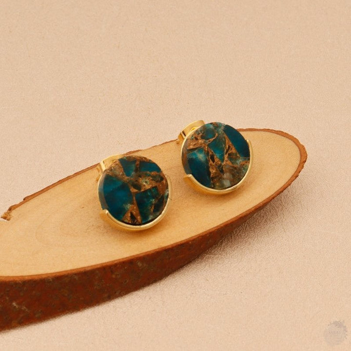 Apatite Jade Copper Mohave Stud Earring