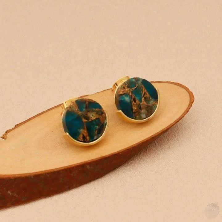Gemstone Stud Earrings – Gold Plated Mohave Style Collection - Saras Beads & Jewellery