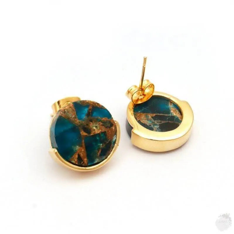 Gemstone Stud Earrings – Gold Plated Mohave Style Collection - Saras Beads & Jewellery