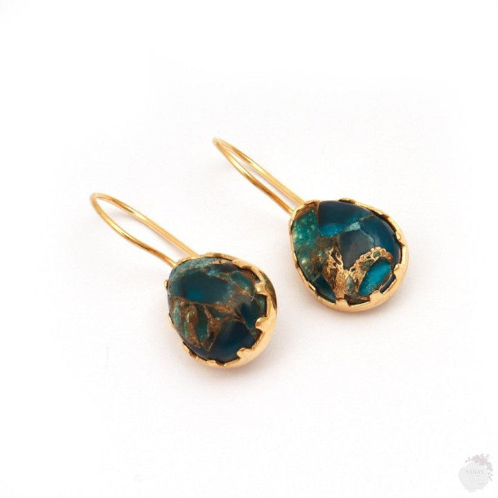 Apatite jade Mohave copper turquoise gemstone hook earring