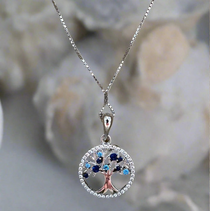 Azul Arboreal: Sterling Silver Tree of Life Necklace