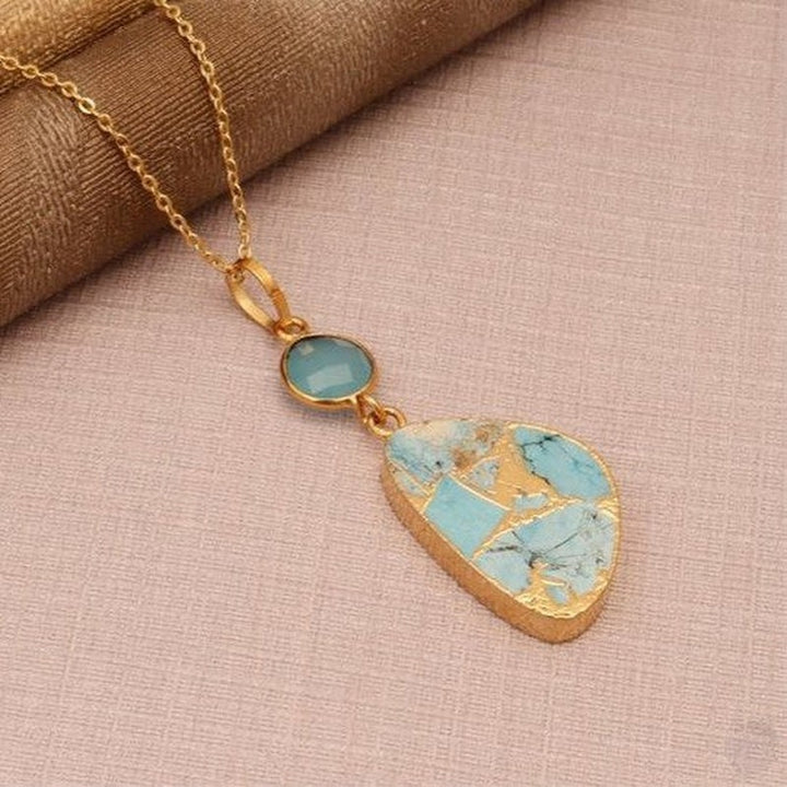 Blue Chalcedony & Mohave copper Turquoise necklace