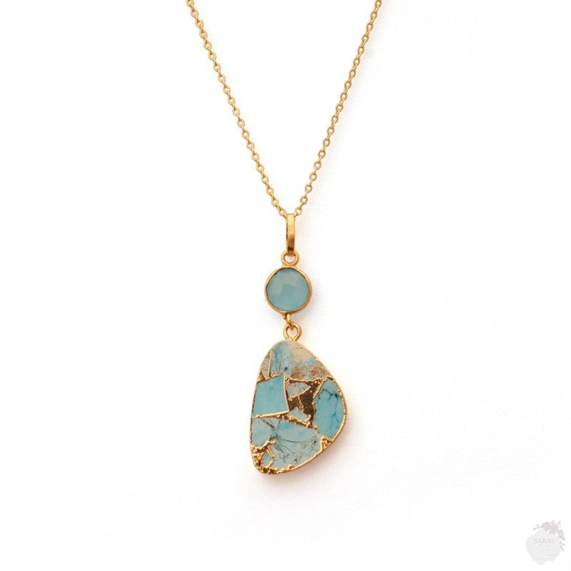 Blue Chalcedony & Mohave copper Turquoise necklace