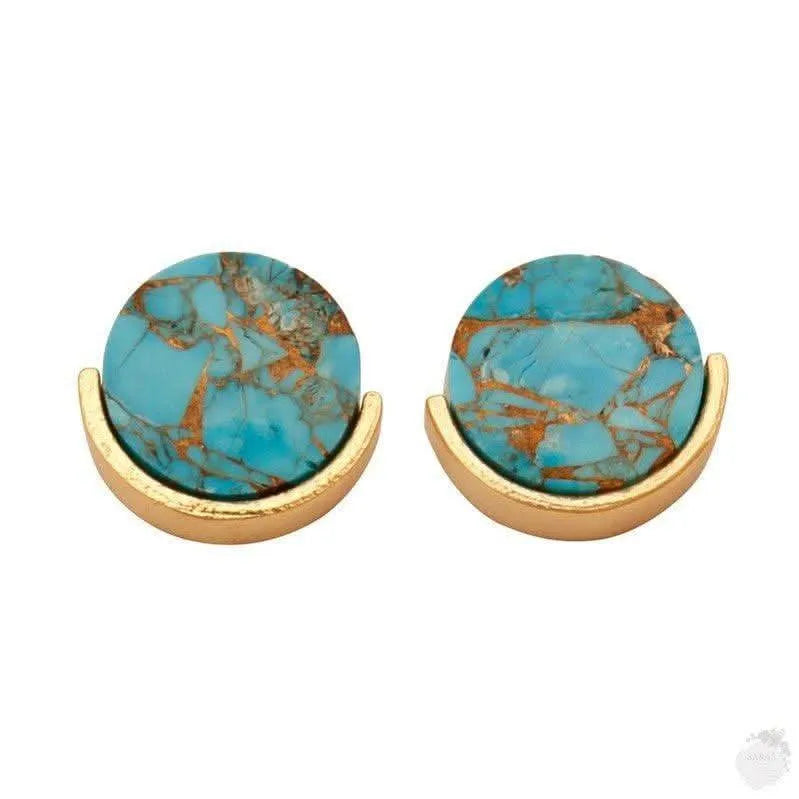 Gemstone Stud Earrings – Gold Plated Mohave Style Collection - Saras Beads & Jewellery