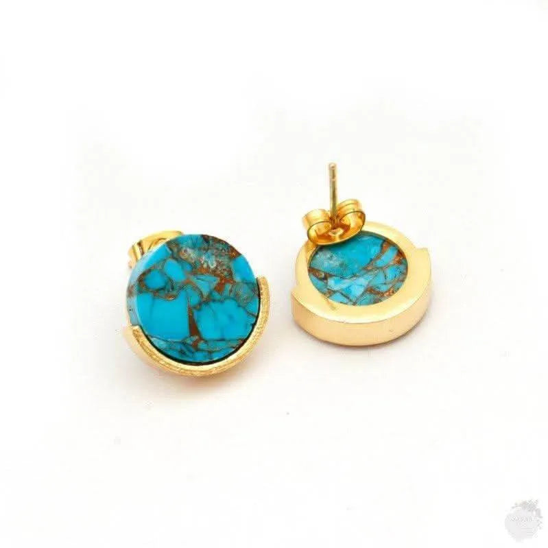 Gemstone Stud Earrings – Gold Plated Mohave Style Collection - Saras Beads & Jewellery