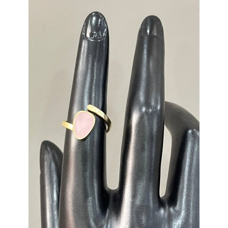 Blushing Romance: Handcrafted 18 Karat Gold-Plated Rose Quartz Pink Ring