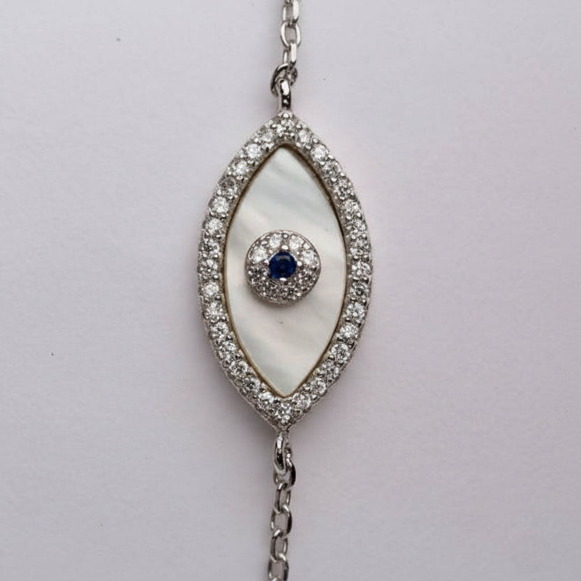 Evil Eye Sterling Silver Bracelet Key from Saras Beads - view 2