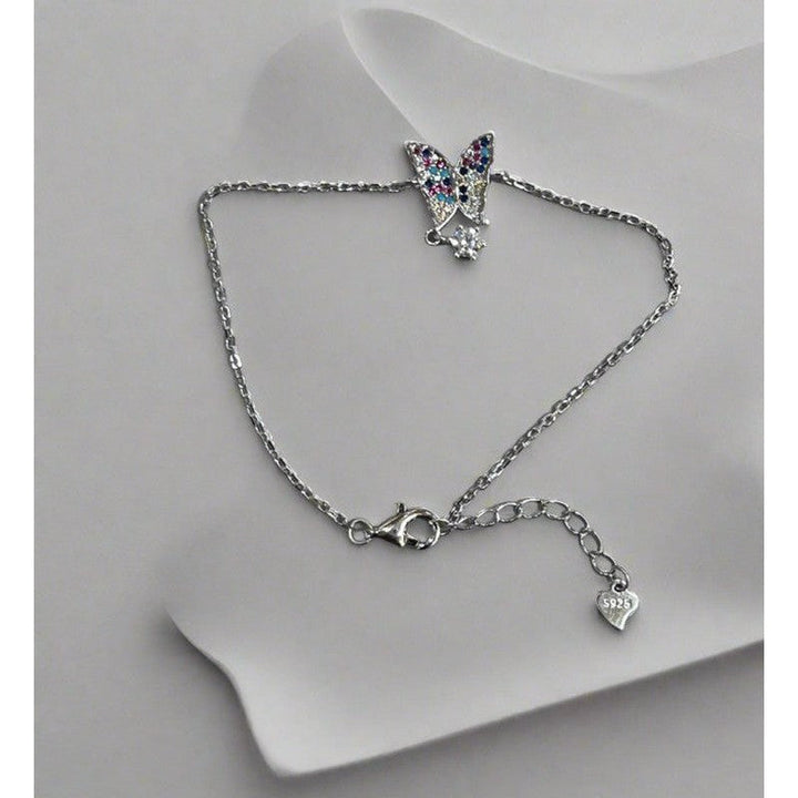 Colorful Sterling Silver Butterfly with Zirconia Diamonds