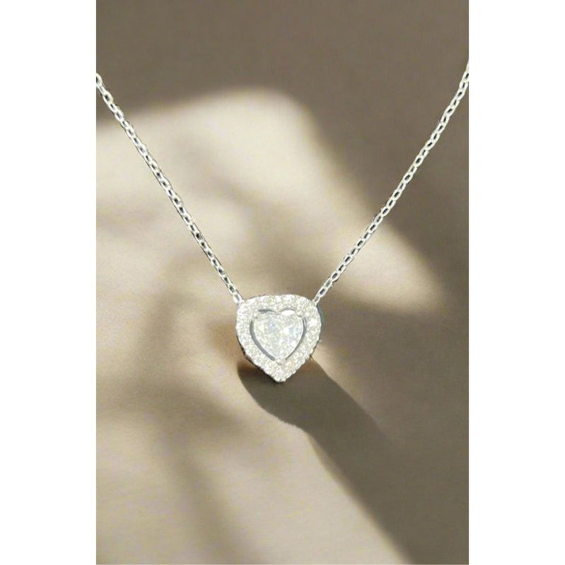 Diamond Zirconia Love Sterling Silver Necklace