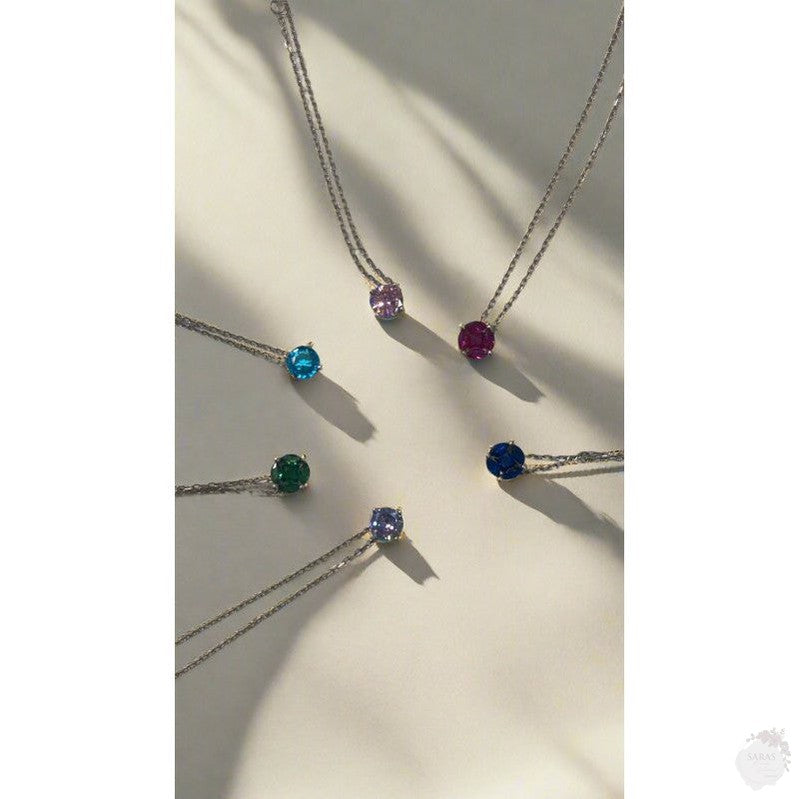 Eight Different Zirconia Sterling Silver Stones Necklaces